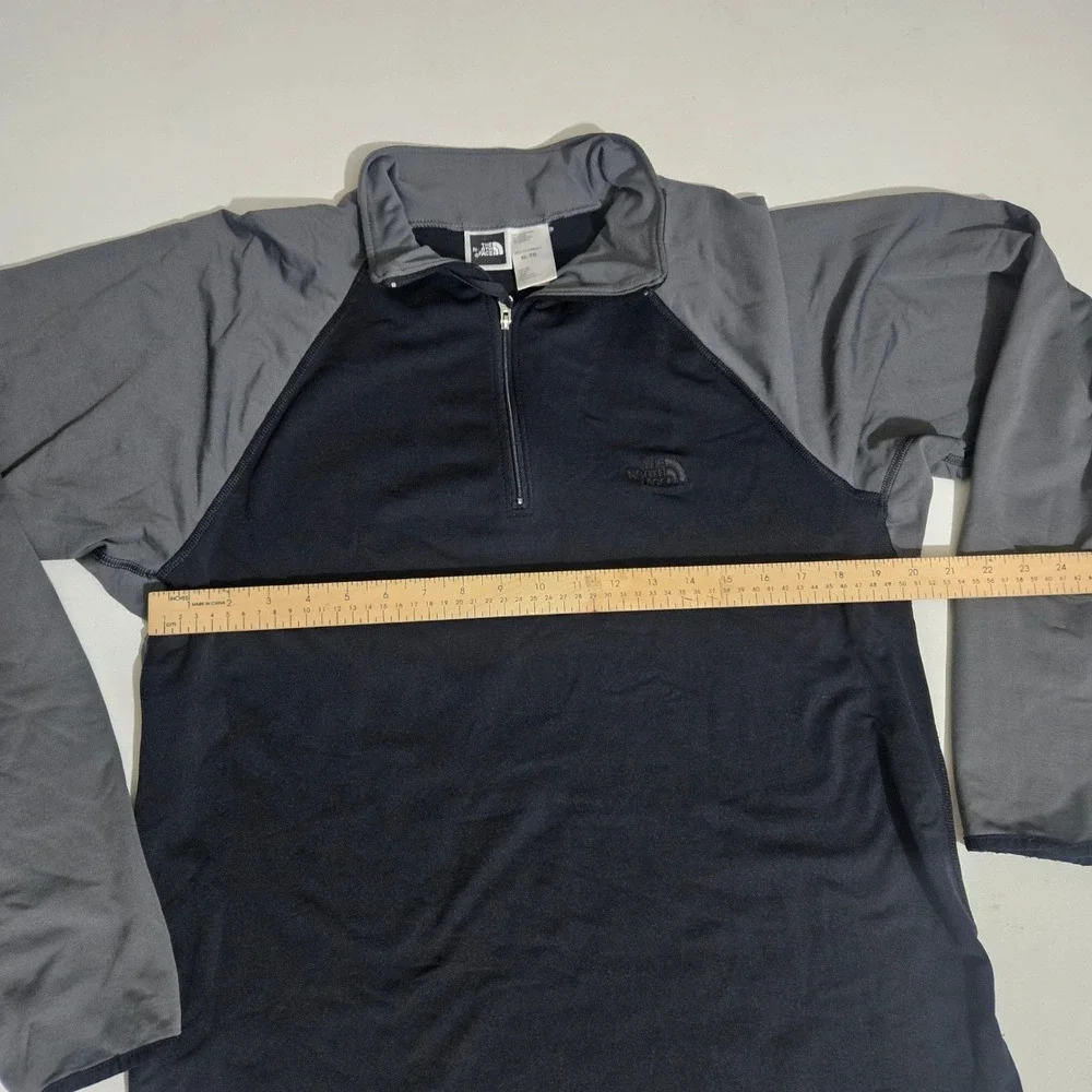 The North Face Mens XL 1/4 Zip Pullover Black Grey Raglan Long Sleeve Shirt